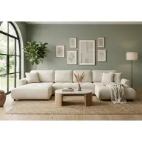 Fun-Möbel Wohnlandschaft mit Schlaffunktion BRUSK MAX Sofa in Stoff Pop Creme