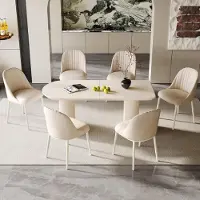 Sonstiges Esstisch mit 6 Stühlen Weiß 180 cm Minimalistisches Design Polsterstühle
