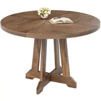 GarveeMore Runder Esstisch 120cm für 4-6 Personen, Holzsockel, Landhausstil, Braun