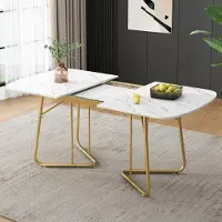 Sonstiges Esstisch Ausziehbar Weiß Marmoroptik Vergoldete Metallbeine 180x80x75cm