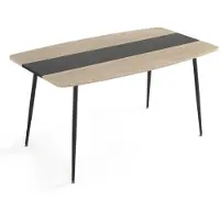 Mondeer Esstisch 150 x 85 cm Eiche und Schwarz mit Metallgestell Industrial Design