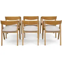 Sofiland Armlehnstühle OLMO 6er-Set gepolstert, Eiche rustikal, Chenille Storm