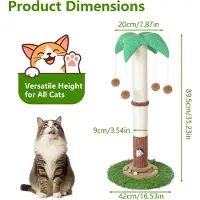 StarTech.com Katzenkratzbaum im Palmen-Design - Kratzsäule für Katzen - Strapazierfähiges Sisal - Einstufig - Breite kippsichere Basis - Interaktives Spielzeug - Mehrfarbig