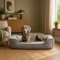 Belviona Hundebett, wendbares Hundekörbchen mit 2-in-1 Funktion, weich gepolstert & pflegeleicht, 110x80 cm, hellgrau/dunkelgrau