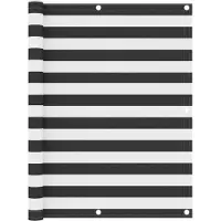 OEM Balkonrollo 120x500 cm - Oxford Stoff - Grau & Weiß Streifen - Wetterfest - Hoch Privacy Jalousie - inkl. 24m Seil