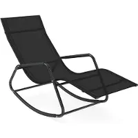 Costway Schaukelliege, Sonnenliege, Liegestuhl, ergonomische Schwingliege, Gartenliege bis 160 kg, Relaxliege für Garten, Terrasse, Balkon, Schwarz
