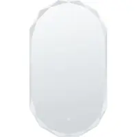 Beliani LED Wandspiegel Silber Glas Oval 62x110 cm mit Touch-Sensor Antibeschlag Moderner Schlafzimmerspiegel Badspiegel Hängespiegel für Schminktisch