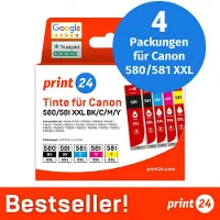 Print24 Tintenpatronen für Canon 580/581 XXL, Multipack (BK/BK/C/M/Y), 4 Stück