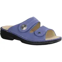 Finn Comfort Sansibar, Damen, Pantolette, Leder, Blau, lose Einlagen, bequem - Damenschuhe Pantolette / Zehentrenner, Blau, leder (streetnubuk)