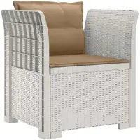 vidaXL 1-Sitzer Sessel mit Kissen Rattan-Look PP Weiß