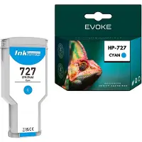 Evoke Tinte für HP 727C Cyan 300 ml | F9J76A | T920, T930, T1500, T1530, T2500, T2530