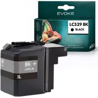 Evoke -Tintenpatrone, kompatibel mit dem Brother-Drucker LC-529 XL (LC529XLBK), Schwarz, 50 ml, kompatibel mit Brother DCP-J100, MFC-J200 und DCP-J108