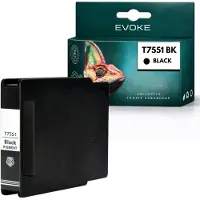 Evoke -Patronen, kompatibel mit dem Epson-Drucker T7551 T755XLBK, Schwarz, 130 ml, kompatibel mit WorkForce Pro WF-8010, WF-8090DW und WF-8090DTWC