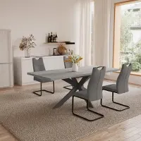 Sonstiges Essgruppe ausziehbarer Tisch 170 cm Grau 1 Tisch + 4 Stühle MDF Holz