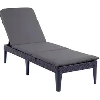 Keter Verstellbare Gartenliege „Jaipur Sun Lounger“ in Graphit + Liegenkissen „Jaipur“ Farbe Dunkelgrau, Stoff S-500 Maße 190 x 60 cm