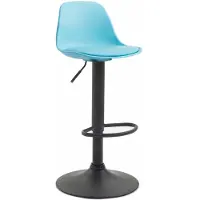 BellaFurn Barhocker Kiel verstellbar mit Kunstlederpolsterung und Fußstütze | Blau