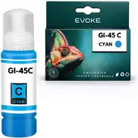 Evoke -Kompatible Patrone für den Canon-Drucker GI-45 C GI45 6285C001 Cyan 70 ml, kompatibel mit GX1010, 2010, 2030, 2040, 1050, 2070, 1080, 2080