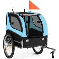 Markenlos Faltbarer Fahrradanhänger für Haustiere mit Schiebedach, 135 x 60,5 x 95 cm, Komfort und Sicherheit, Oxford-Stoff, blau