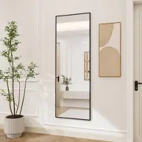 UnboxG Ganzkörperspiegel 177x77 cm Schwarz, Stand- und Wandspiegel mit Aluminiumrahmen, Sicherheitsglas, Freistehend als Ankleidespiegel