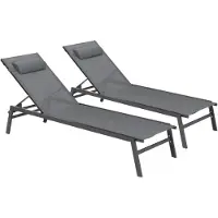 Markenlos 2er-Set neigbare Gartenliegen aus anthrazitgrauem und schwarzem Aluminium, Sintra