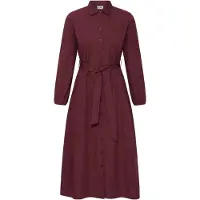Ichi Midikleid "Damen Kleid IHFANTY", Damen, Gr. 42, N-Gr, rot (zinfandel), Obermaterial: 100% Baumwolle CO., Kleider Midikleid