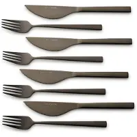 Echtwerk EW-PK-2205 Pizzabesteck-Set Pizzaset Steakbesteck Essbesteck 8-tlg. 4 Personen 4 Pizzamessern und 4 Pizzagabeln Edelstahl Silber-Edition, Farbe:Black