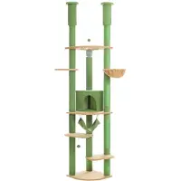 StarTech.com Kratzbaum Kletterbaum für Katzen - Höhenverstellbarer Katzenturm 236–258 cm - XL Mehrstöckig - 5+ Ebenen - Große Hängematte und Katzenhöhle - Holz