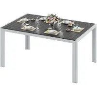 StarTech.com Aluminium-Gartentisch - Outdoor-Esstisch mit WPC-Tischplatte - 140 x 90 x 75 cm - Für 8 Personen - Wetterfest - Rechteckig - Graue Beine, schwarze Tischplatte