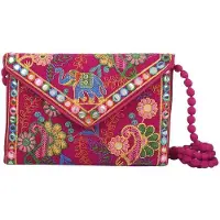 OEM Handgebroderter Mini-Clutch aus Jaipuri-Art für Frauen - Kleine Schmucktasche für Hochzeit und Feier - Handgefertigt - Rosa