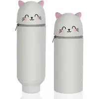 OEM Silikonpencilcase, 2-in-1 Etui, weiches silikon Etui mit Reißverschluss, Cartoon Etui und Stifthalter für Jungen und Mädchen (grau)