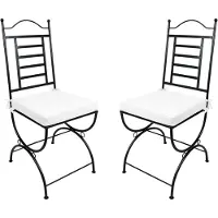 Marrakesch Orient & Mediterran Interior Gartenstühle La Linea aus Eisen, handgeschmiedet, 2er-Set, in Schwarz 100 cm