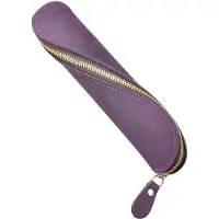 OEM Lederpencilcase, vintage S-förmiges Etui, Pencilhalter, Lederetui, Etui mit Reißverschluss für Schule, Büro, Arbeit