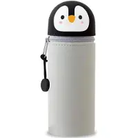 OEM Silikon Etui 2-in-1, grau, für Stifte, Etui und Stifthalter, Tier-Accessoire, grauer Pinguin