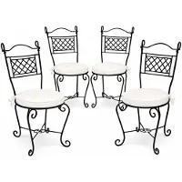 Marrakesch Orient & Mediterran Interior Gartenstühle aus Baumwolle und Eisen handgeschmiedet, 4er-Set, in Schwarz 105 cm