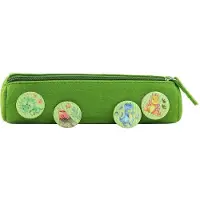OEM Papieren draken etui in grün mit dinosaurusmotiv, ideal für Schüler, grün, Vilten