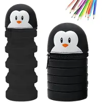 OEM Silikon Tas mit integriertem Etui für Stifte, kleiner Pinguin-Design, opklappbar, ideal für Schule