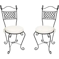 Marrakesch Orient & Mediterran Interior 2er-Set Gartenstühle Rioja, handgeschmiedet, Eisen mit Kissen, Schwarz 105 cm