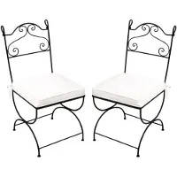 Marrakesch Orient & Mediterran Interior 2er-Set Gartenstühle Malaga, handgeschmiedet, Eisen mit Kissen, Schwarz 105 cm