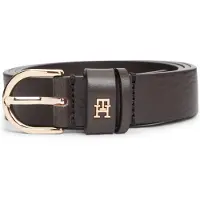 Tommy Hilfiger Ledergürtel "ESSENTIAL EFFORTLESS 2.5 cm breit GOLD", Damen, Gr. 125, charrot wood, Rindsleder, Gürtel Ledergürtel, Logoemblem, weiche Haptik, ovale Einfachdornschließe