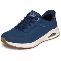 SKECHERS Slip-On Sneaker "ARCH FIT UNO", Damen, Gr. 36, Textil, blau (navy), Lederimitat, Schuhe Slip-On Sneaker, Schlupfschuh, Halbschuh, Freizeitschuh mit Slip ins