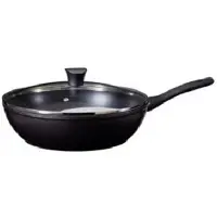 Excellent houseware Exzellente Wok-Pfanne mit Glasdeckel, 28 cm, schwarz
