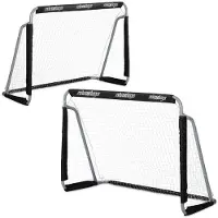 B2X 2er Set Fußballtor Schwarz 88x29x15,5cm für Garten, robustes Netz, einfache Montage
