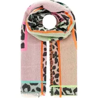 Zwillingsherz Schal "Wild Lettering Leo", Damen, bunt (multi), Obermaterial: 60% Polyacryl, 25% Baumwolle, 15% Wolle, Modetücher Schal, Neon Schriftzug, Leo All-Over, Fransenabschluss, Wollanteil