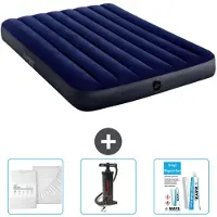 Intex Airbed - Doppelbett - 137 x 191 x 25 cm - Blau - Im Lieferumfang enthalten Spannbettuch - Pumpe en Reperaturset