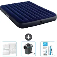 Intex Luftbett – 2 Personen – 152 x 203 x 25 cm – Blau – im Lieferumfang enthalten Spannbettuch - Pumpe en Reperaturset