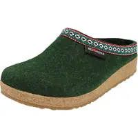 Iesse Schuh Haflinger Grizzly Franzl Uni Filz-Pantoffel mit Borte Grün (Eibe), 711001-35 - Gr. 44