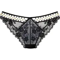 LASCANA Tanga , Damen, Gr. 48/50, Spitze, schwarz, Spitze, Obermaterial: 85% Polyamid, 15% Elasthan, Unterhosen Tanga, mit Cut-Outs und dekorativen Ringen, sexy Dessous, Reizwäsche