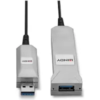 Lindy 42701, 50 m, USB A, USB A, USB 3.2 Gen 1 (3.1 Gen 1), Männlich/Weiblich, Schwarz, Silber