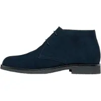 Geox Schnürstiefelette "U SAHARO", Herren, Gr. 42, Synthetik Textil, blau (dunkelblau), Veloursleder, Schuhe Schnürstiefelette, Desert Boots, Schnürboots, Businessboots mit Ziernähten