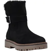 Esprit Winterboots "SAN REMO", Damen, Gr. 39, schwarz, Velourslederimitat, Basic, Schuhe Winterboots, Stiefelette, Boots mit Warmfutter und Zierschnalle am Schaft